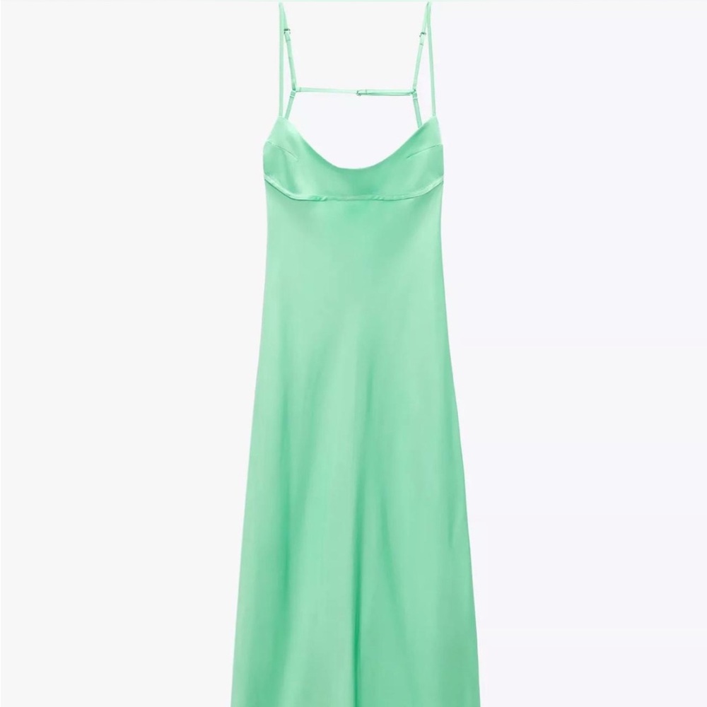 Zara mint green satin dress size xs